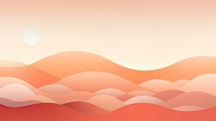 Abstract rolling dunes under a warm sunset, rendered in the soothing Peach Fuzz 2024 color theme.