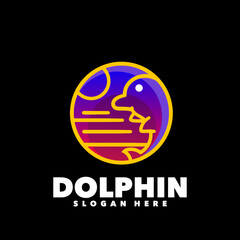 Dolphin circle gradient label logo for company