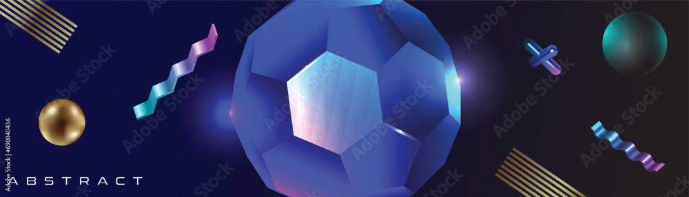 Poster modern background design with abstract 3d shape.