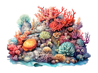 Fototapeta na wymiar watercolor coral reef