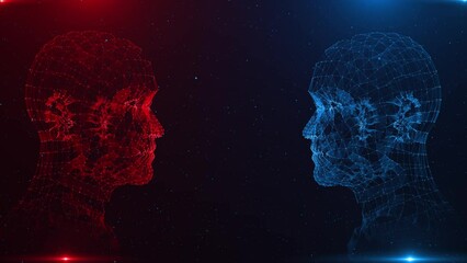 Man 3D virtual personality Facial Recognition System concept. Face Recognition 3D scanning interface. virtual human, virtual character, Digital clone Portrait. cyber security hologram Machine learning - Powered by Adobe