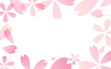 パステルカラーのグラデーションの桜の花びらフレーム