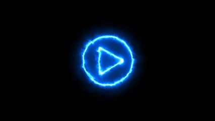 Glowing neon music or video play button on black background. play circular button neon icon. neon sound pause or play arrow button symbol icon. Simple icon for websites, web design, mobile app