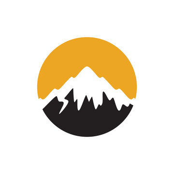 mountain sunset logo design vector image
