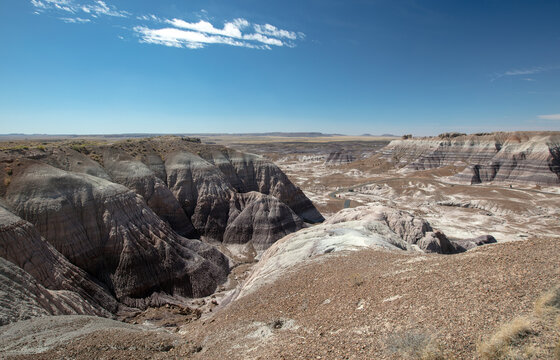 Blue sky over desert canyon in the Petrified Forest National Park in Arizona United States