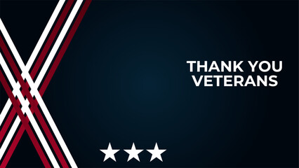 Happy veterans day banner. Waving american flag. USA Veterans Day greeting card with brush stroke background. US national day november 11. Poster, typography design, vector illustration