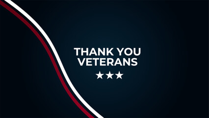 USA Veterans Day greeting card with brush stroke background in United States national flag colors and hand lettering text Happy Veterans Day. Waving American flag, US national day November 11. 