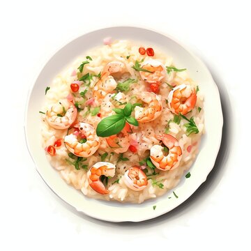 italian risotto with shrimps real photo photorealis