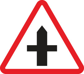 Obraz premium Intersection sign of main road with secondary road . Vector illustration