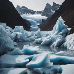 Gordijnen melting of glaciers, global warming, climate crisis © StellarK