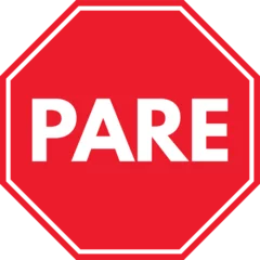 Fotobehang Pare stop sign . Red octagon with pare stop sign . Brazil stop sign . Vector illustration © cool vp