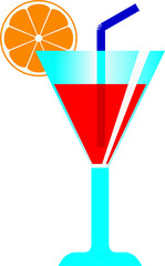 Glass of mocktail with orange on isolated clear background, ready for retouch design