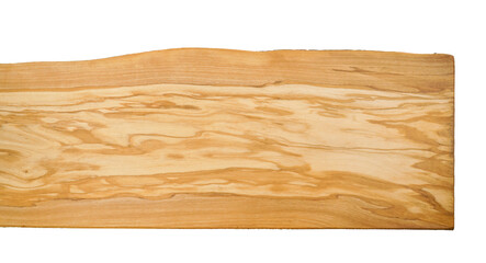 Wood slab with natural edge and white empty background for charcuterie or modern furniture - 690847032