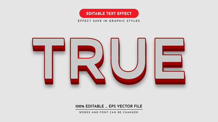  editable 3d text effect style. true text effect, vector illustration