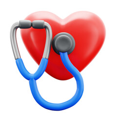 love hearth with stethoscope for doctor patient checkup medical hospital 3d icon illustration render design