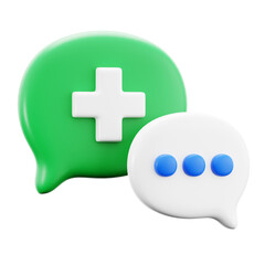 Fototapeta premium chat balloon speak with plus symbol for patient doctor consultation communication medical hospital 3d icon illustration render design