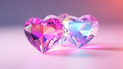 Fototapeta premium Crystal colorful hearts