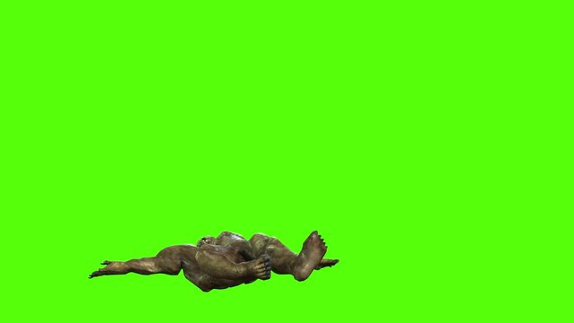 Monster Death Green Screen Animation 3D Rendering.
