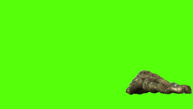 Monster Headlock Green Screen Animation 3D Rendering.