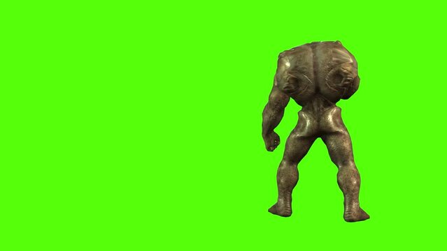 Monster Headlock Green Screen Animation 3D Rendering.