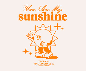 Retro Poster cartoon character of sun Graphic Design for T shirt Street Wear and Urban Style