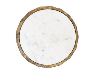Marble slab table top with gray and white modern chic style wood frame