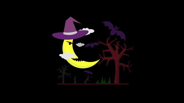 Halloween Night Animated on Black Background - 4K Rendering