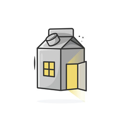Milk box and home combination illustration design. Box indoor showing a light. Logo design for a dairy foam and other companies 
