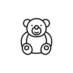 Bear doll line icon isolated on white background