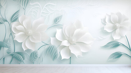 Customized Wallpaper Kids Room ,Bed Room , Living Room, Office. White 3d Flowers Images.AI Generative 