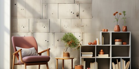 Sophisticated Nordic home decor magazine cover design featuring modern rustic Scandinavian interior and vintage stylish lifestyle.