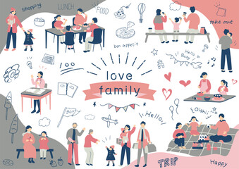 家族　イラスト素材集