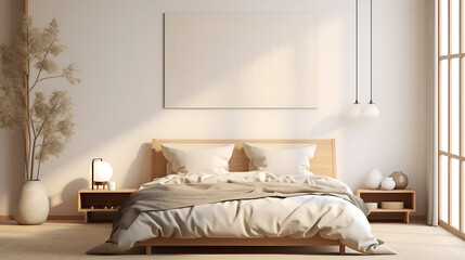 Minimalist Marvel.Interior Images for a Tranquil Bedroom.AI Generative 