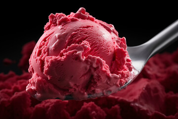 A scoop of red velvet cake batter ice cream. (Generative AI) - obrazy, fototapety, plakaty
