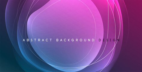 Colorful transparent flowing fluid shapes with glow effect geometric background. Wavy lines round forms. Vector illustration For Wallpaper, Banner, Background, Card, Book Illustration, landing page