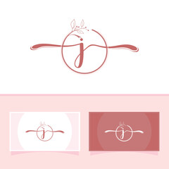 Naklejka premium Initial letter luxury beauty flourishes ornament monogram logo J