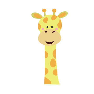 giraffe cartoon illustration, yellow giraffe digital art