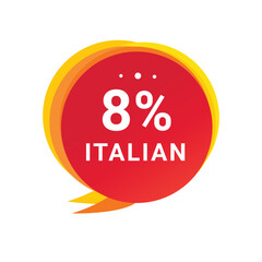 8 percent italian speech bubble icon. Modern Banner design element. Vector icon.