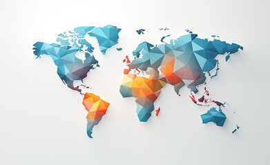 World map geometric shape in low poly style. Futuristic background