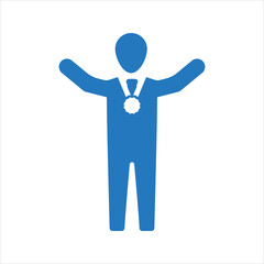 Winner icon. Medal with neck ribbon. Award icon