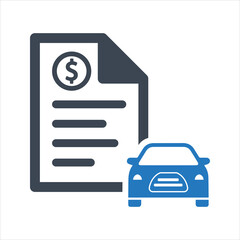 Fototapeta premium Car insurance icon. Insurance bill, car loan icon