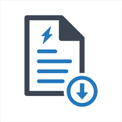 Reduced electricity bill icon. Energy price drop icon
