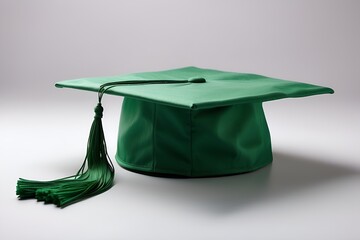 A Green Graduation Cap against a White Background