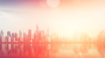 抽象的なぼやけた街日の出空の背景GenerativeAI