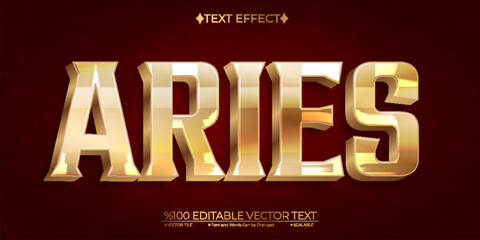 Gold Aries Zodiac Editable Vector 3D Text Effect