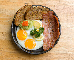 Breakfast Egg & bacon in the bowl
