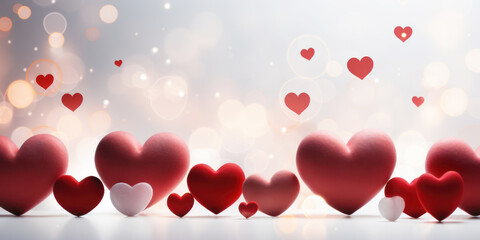 Valentine's Day. Holiday abstract Valentine background with red pink hearts. Love concept