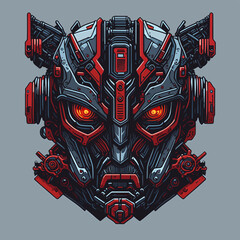 2D Vector Cartoon Illustration futuristic transformers face robotic technology machine mechanical

