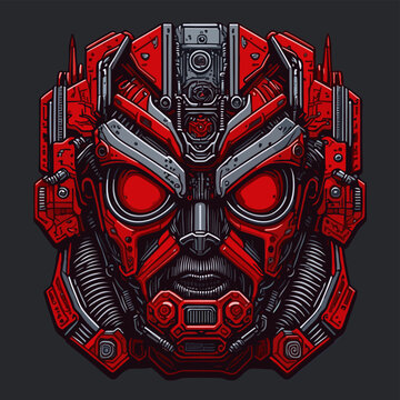 2D Vector Cartoon Illustration futuristic transformers face robotic technology machine mechanical
