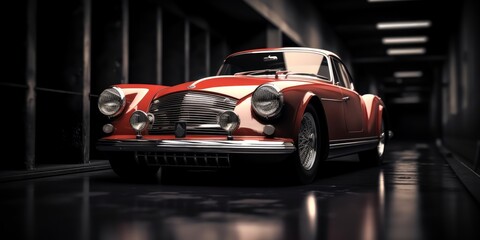 Fototapeta na wymiar A sport vintage classic car. Life style concept. Race, speed, elegance theme, Generative AI
